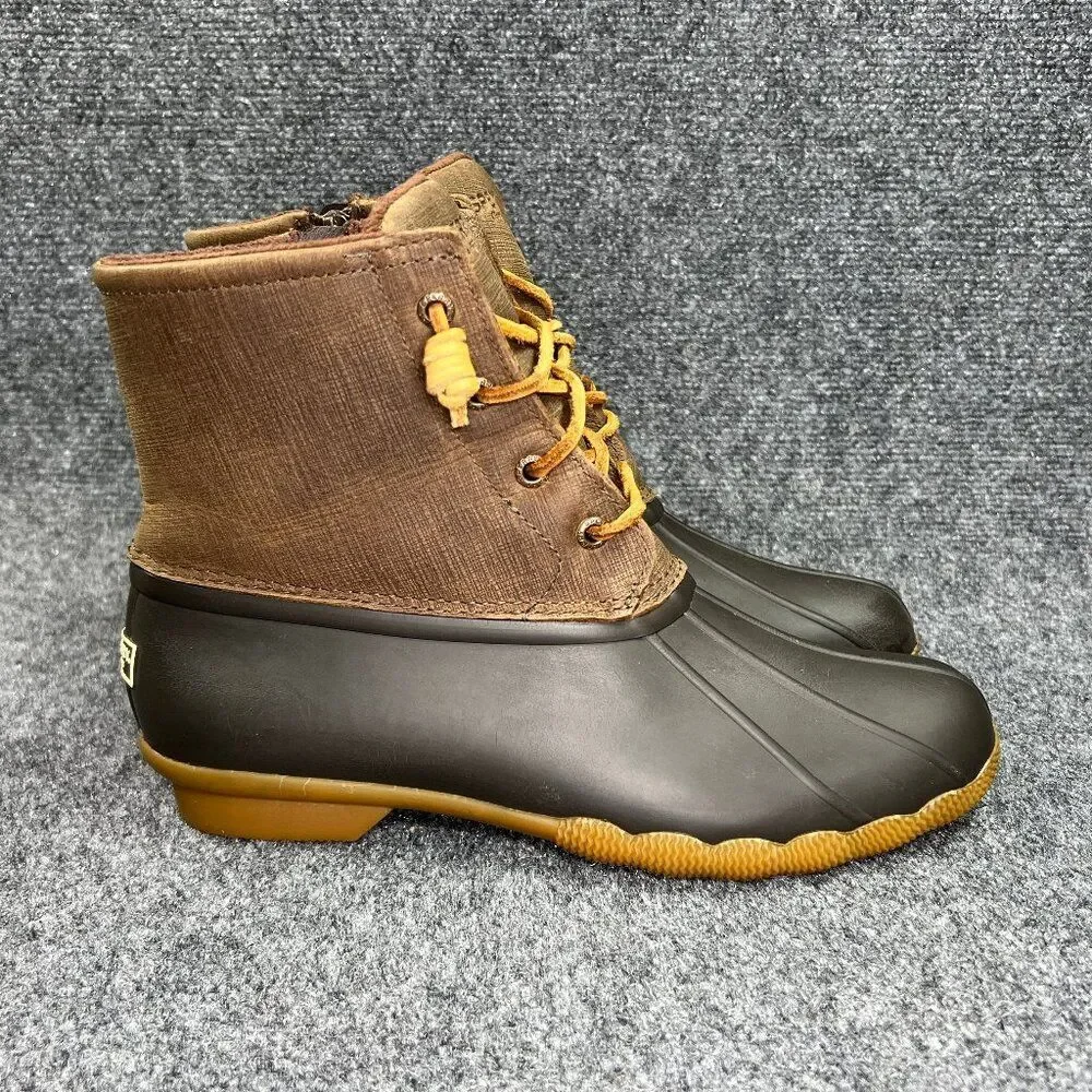 Sperry Top-Sider Saltwater‎ Duck Boots Women's Size Brown Leather Outdoor Rain